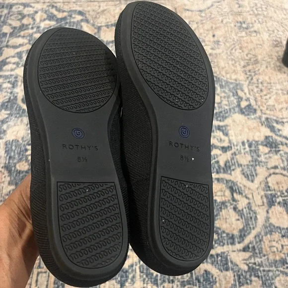 Rothy's Black Slip-On Flats with Blue Trim size 8 1/2 - Picture 7 of 12